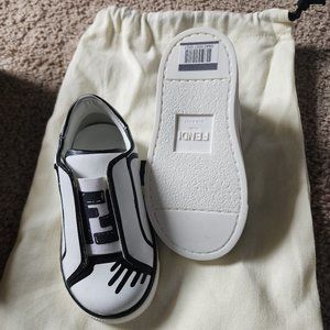 Fendi size 22 white toddler sneakers.